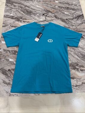 AUTHENTIC CHRISTIAN DIOR CD Men's light Blue Logo Crewneck T-Shirt